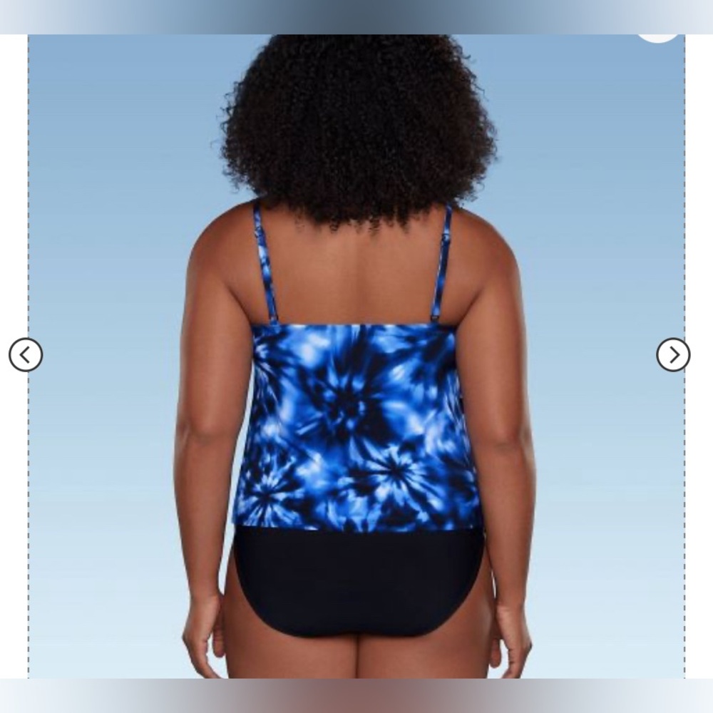 Women's UPF 50 Tiered Tankini Top - Aqua Green - Picture 2 of 6